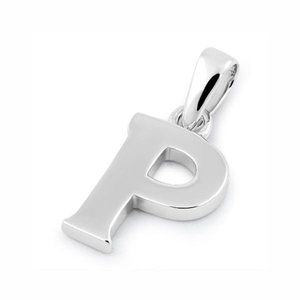 Sterling Silver Plain Letter P Initial Pendant
